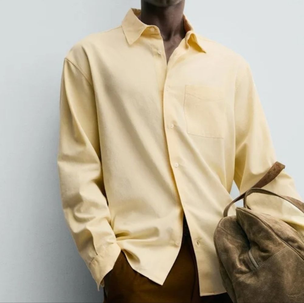 Zara Mens Flowy Button Down Shirt